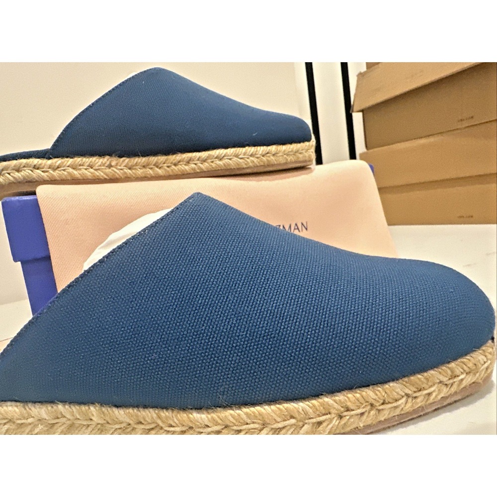 Stuart Weitzman Women Size 7C Dree Slide Espadrille Slip On Canvas Blue Shoes